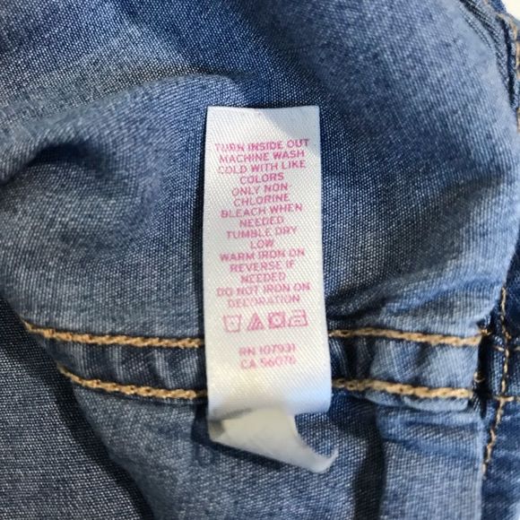 Justice Girl’s Embellished Chambray Shirt Sz 10 - Picture 8 of 9